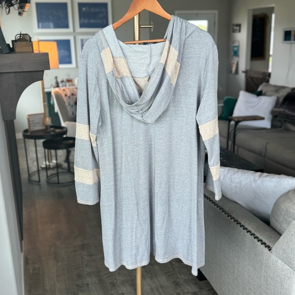 Myesper California Heathered Gray Lightweight Oversized Striped Hoodie - 2XL - Picture 4 of 8